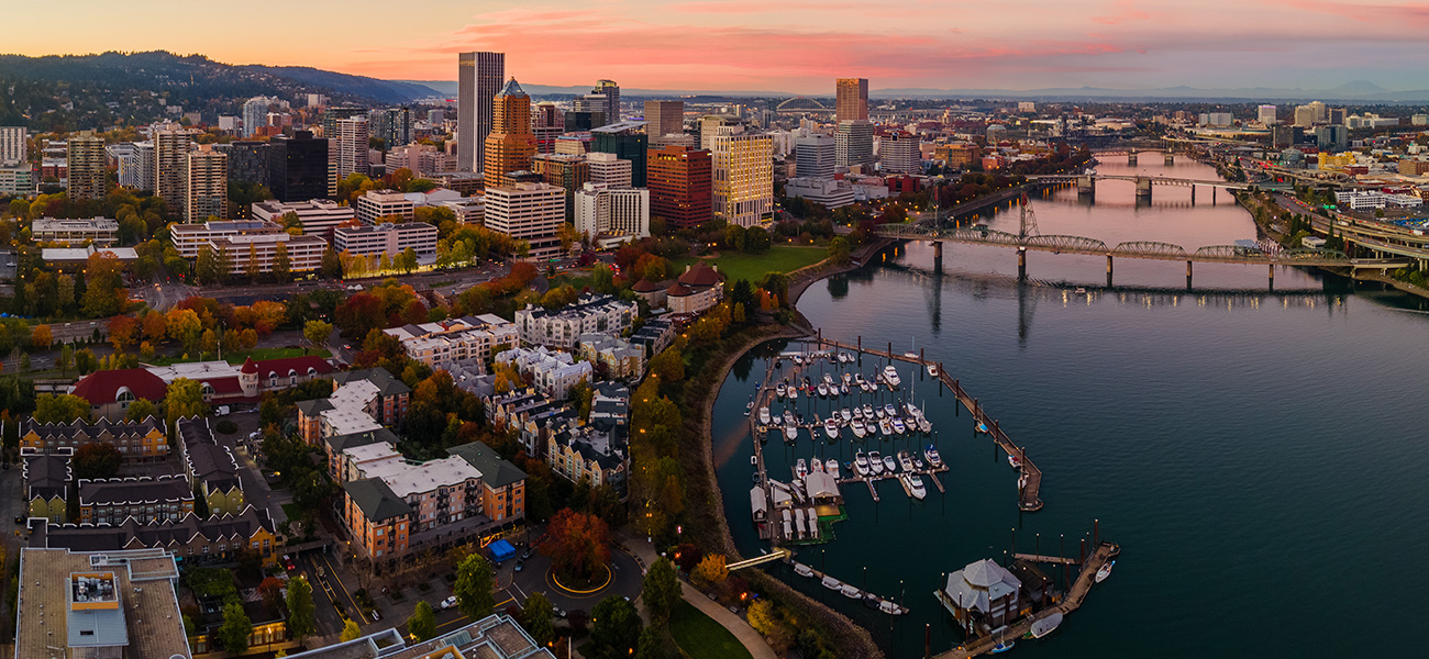 Aerial view of Downtown Portland.