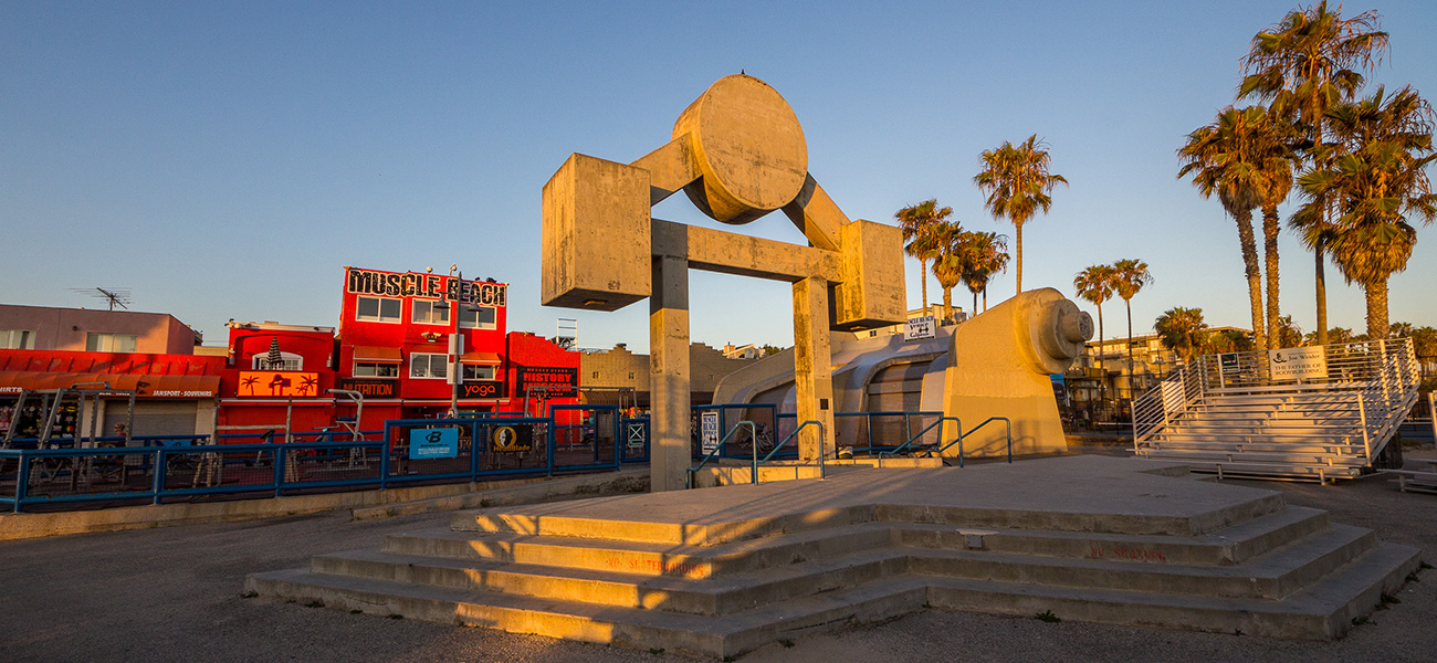 Muscle Beach entrance on the Venice Boardwalk.