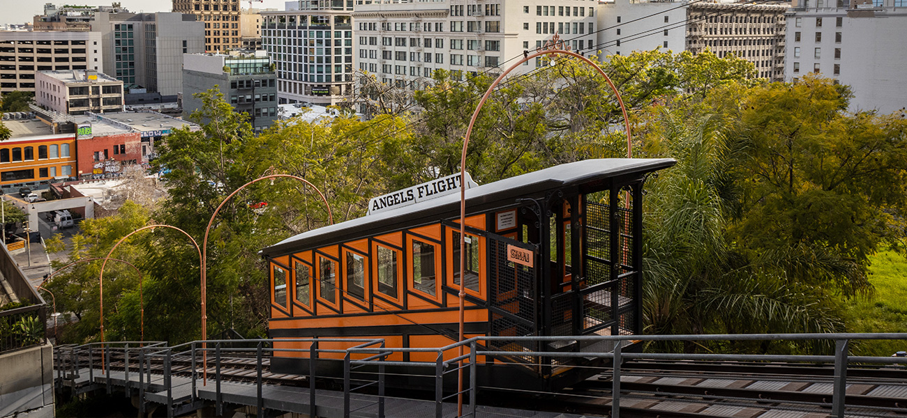 The Angels Flight tram.